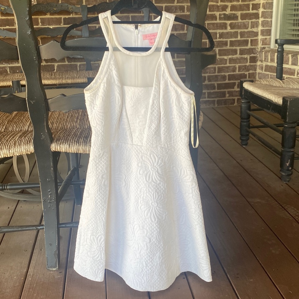 White Flower Engraved Lily Pulitzer Dress
